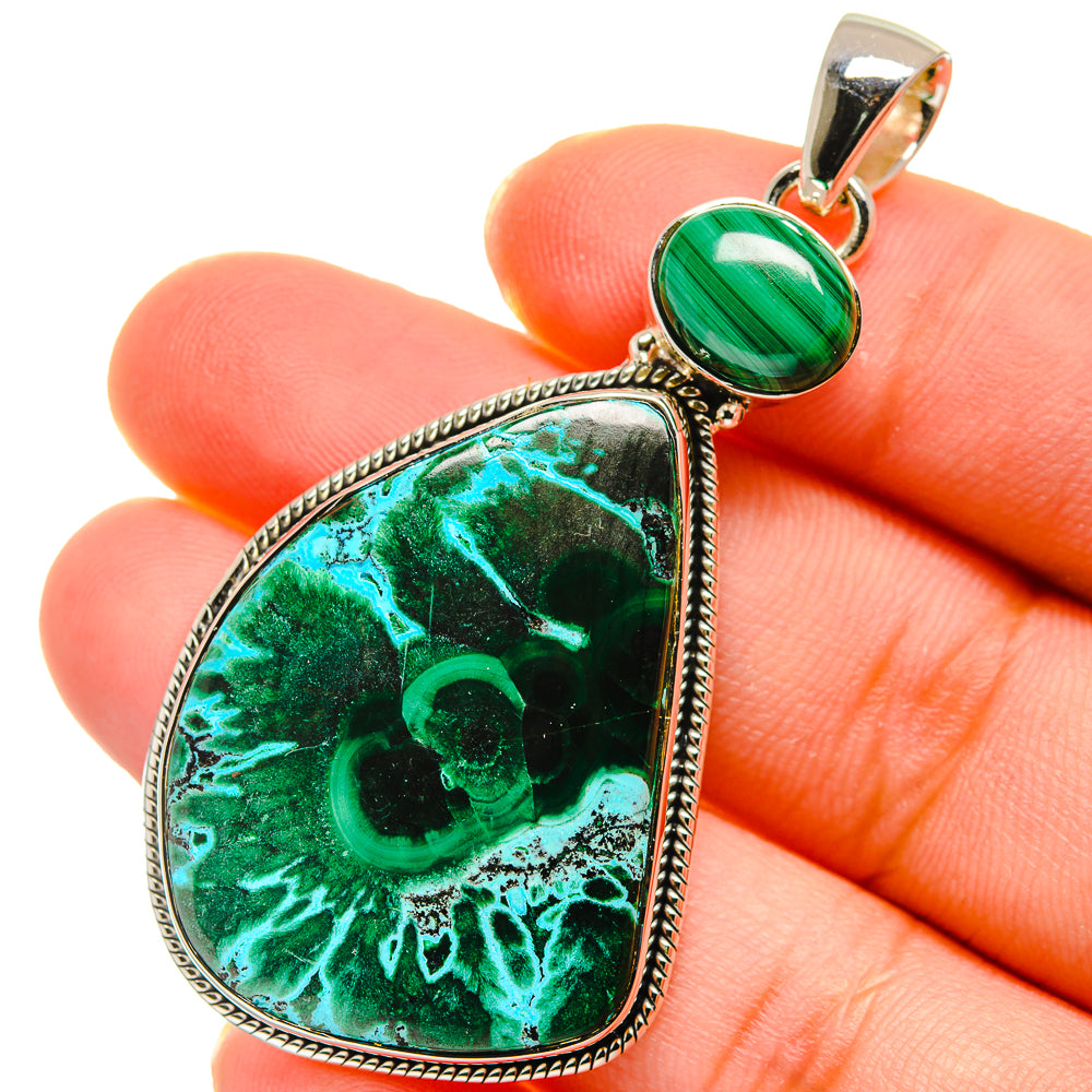 Malachite In Chrysocolla Pendants handcrafted by Anasilvercos - PD17854