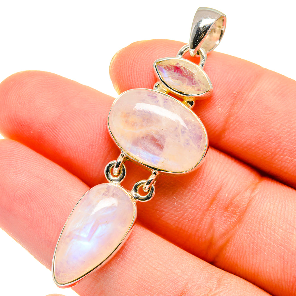 Rainbow Moonstone Pendants handcrafted by Anasilvercos - PD17857