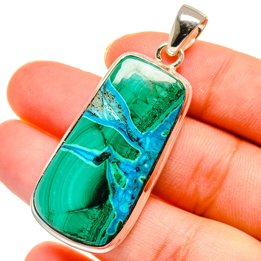 Malachite In Chrysocolla Pendants handcrafted by Anasilvercos - PD17882