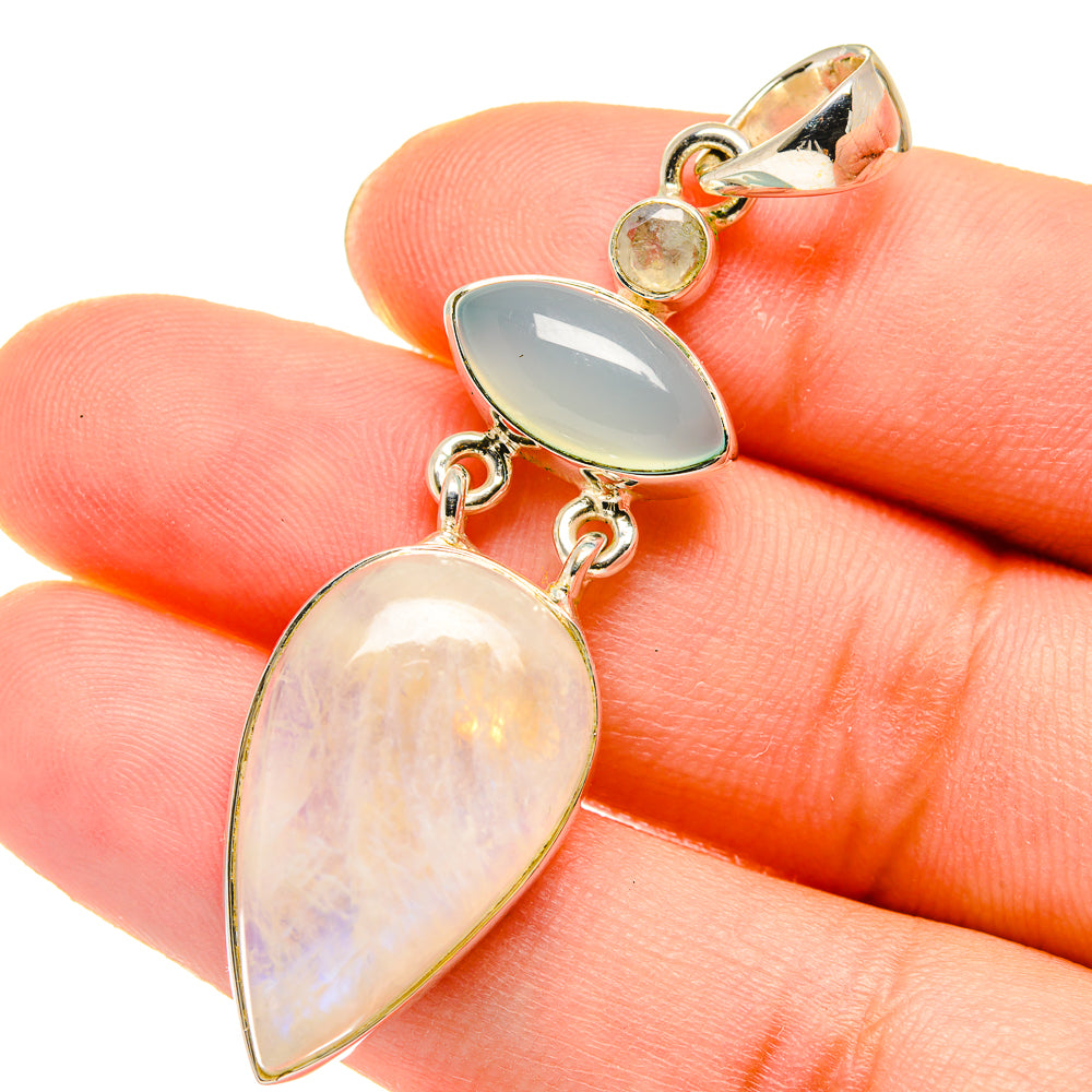 Rainbow Moonstone Pendants handcrafted by Anasilvercos - PD17885