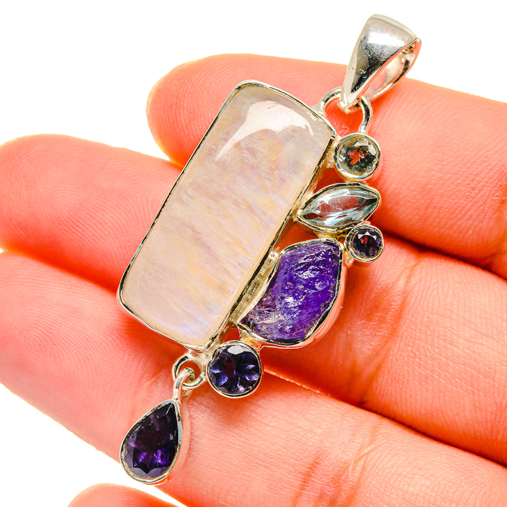 Rainbow Moonstone Pendants handcrafted by Anasilvercos - PD17897