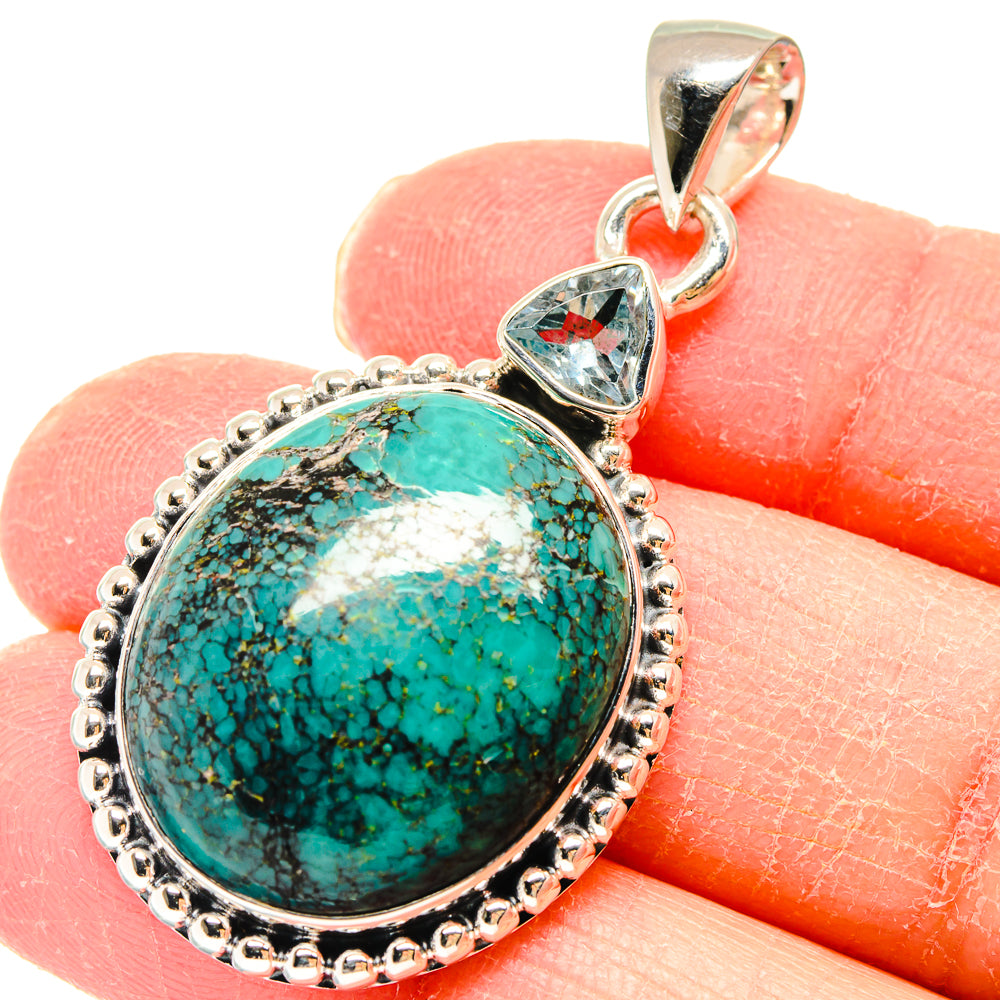 Tibetan Turquoise Pendants handcrafted by Anasilvercos - PD18005