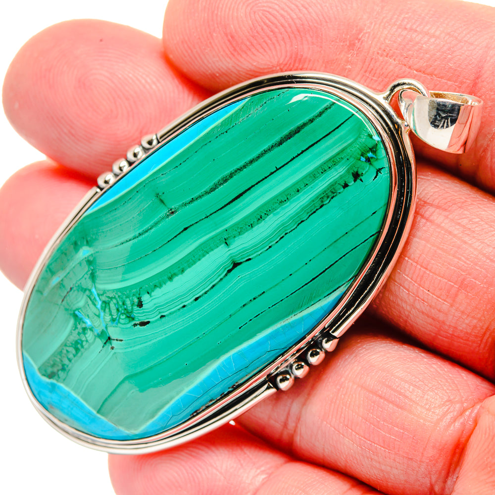 Malachite In Chrysocolla Pendants handcrafted by Anasilvercos - PD18039