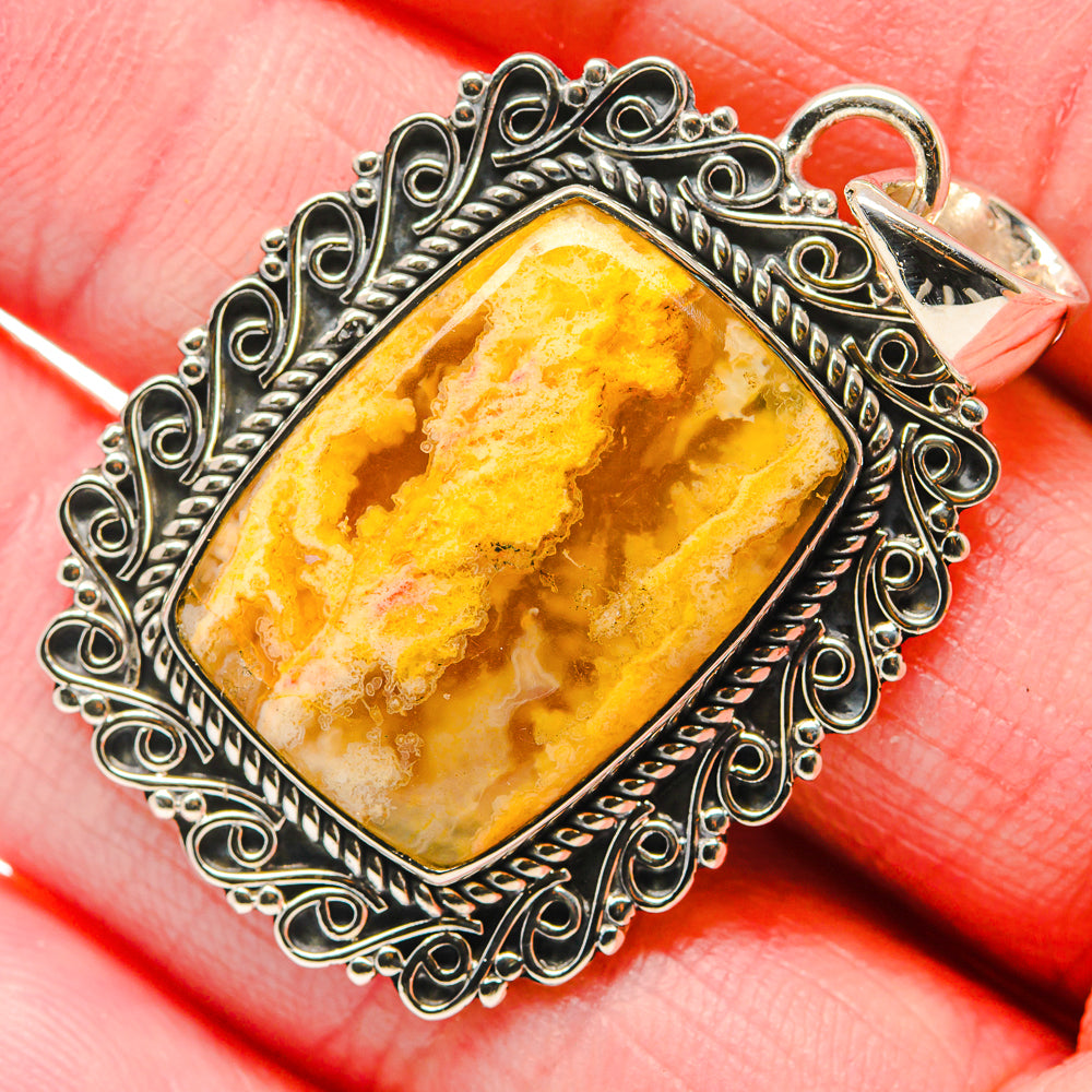 Plume Agate Pendants handcrafted by Anasilvercos - PD18064