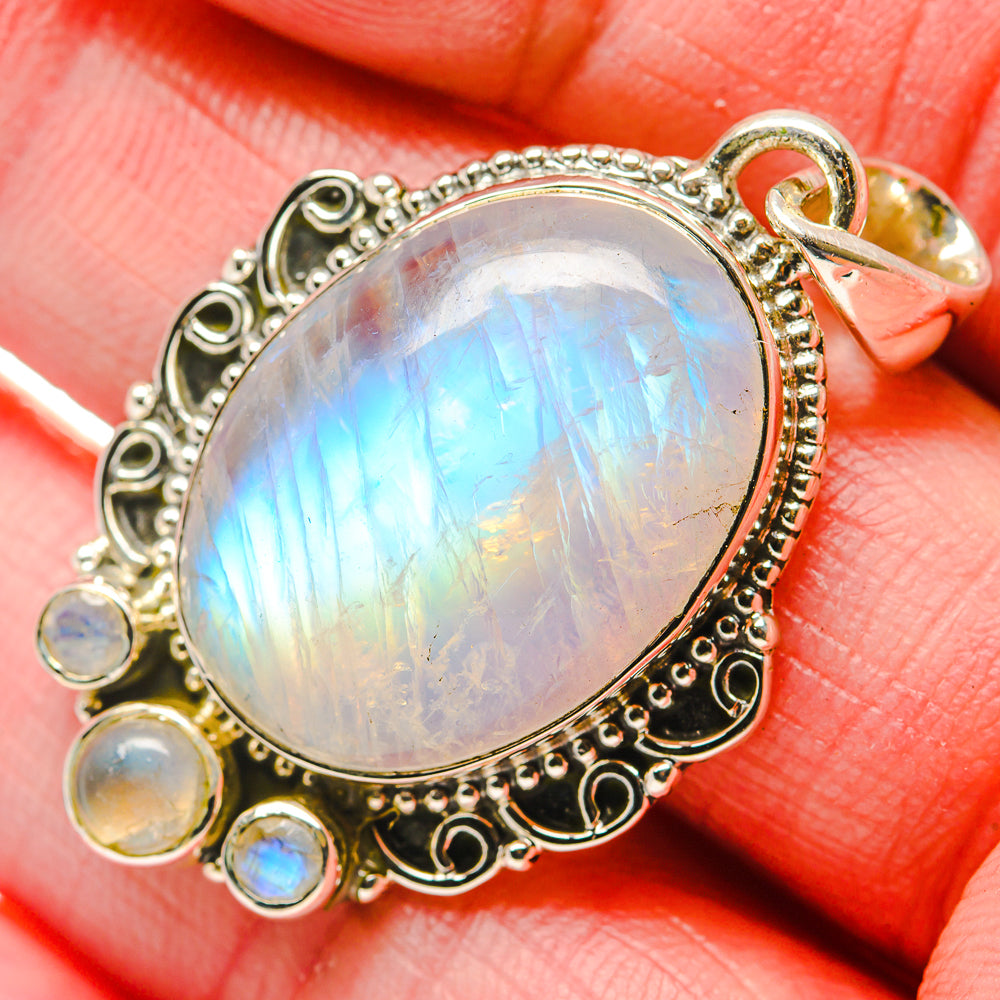 Rainbow Moonstone Pendants handcrafted by Anasilvercos - PD18076