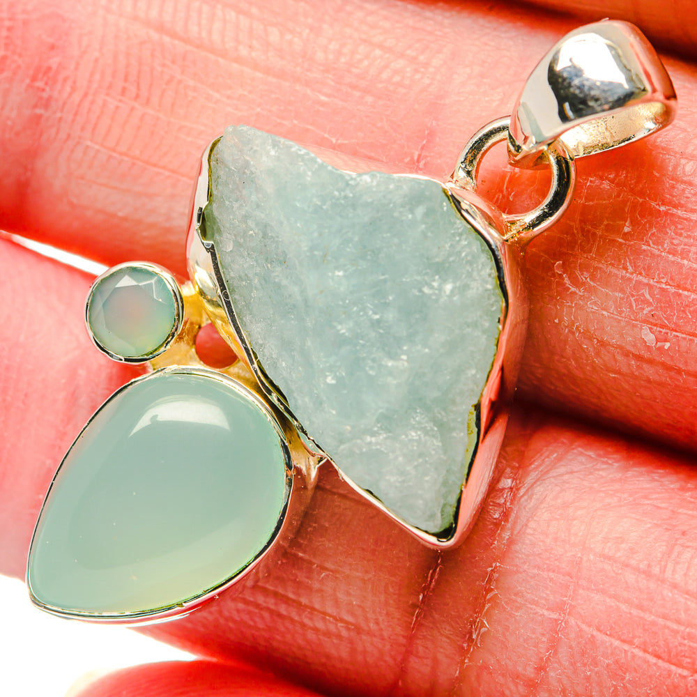 Aqua Chalcedony Pendants handcrafted by Anasilvercos - PD18122