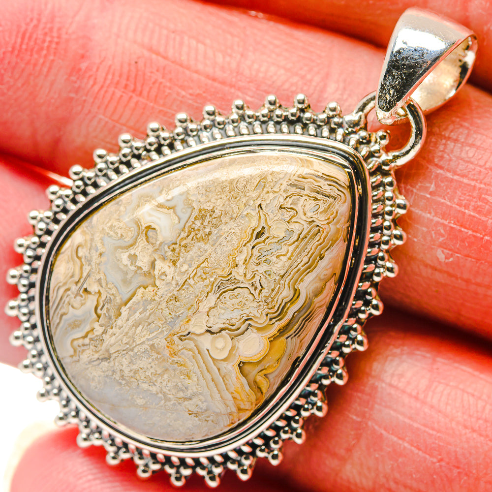 Laguna Lace Agate Pendants handcrafted by Anasilvercos - PD18147