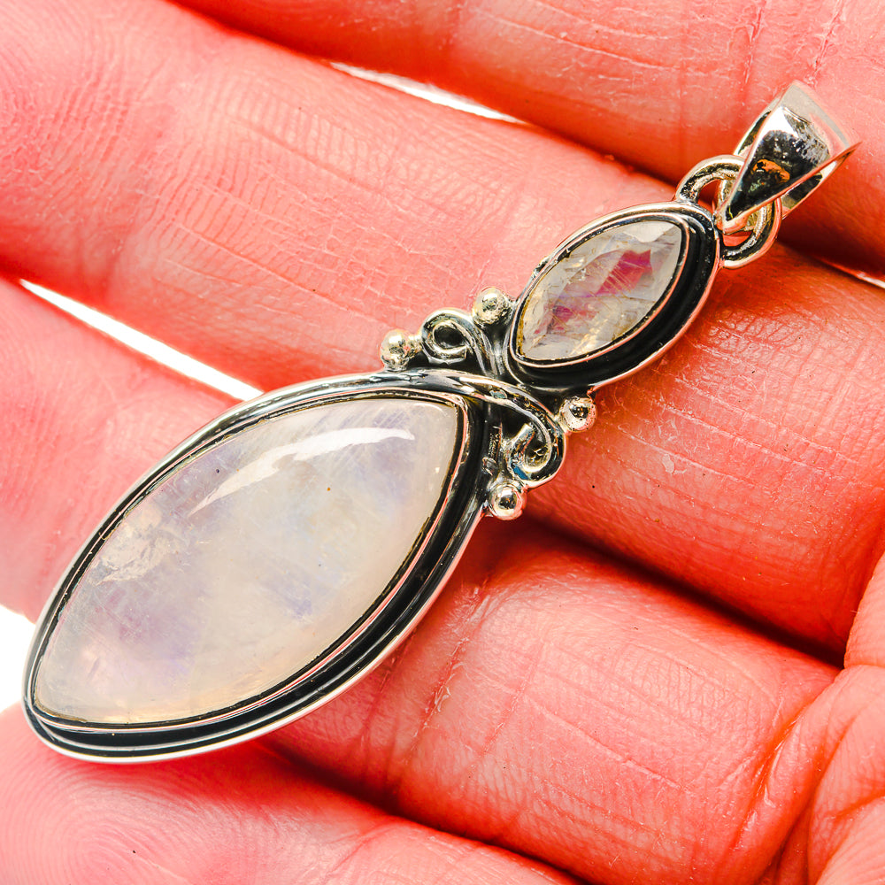 Rainbow Moonstone Pendants handcrafted by Anasilvercos - PD18151
