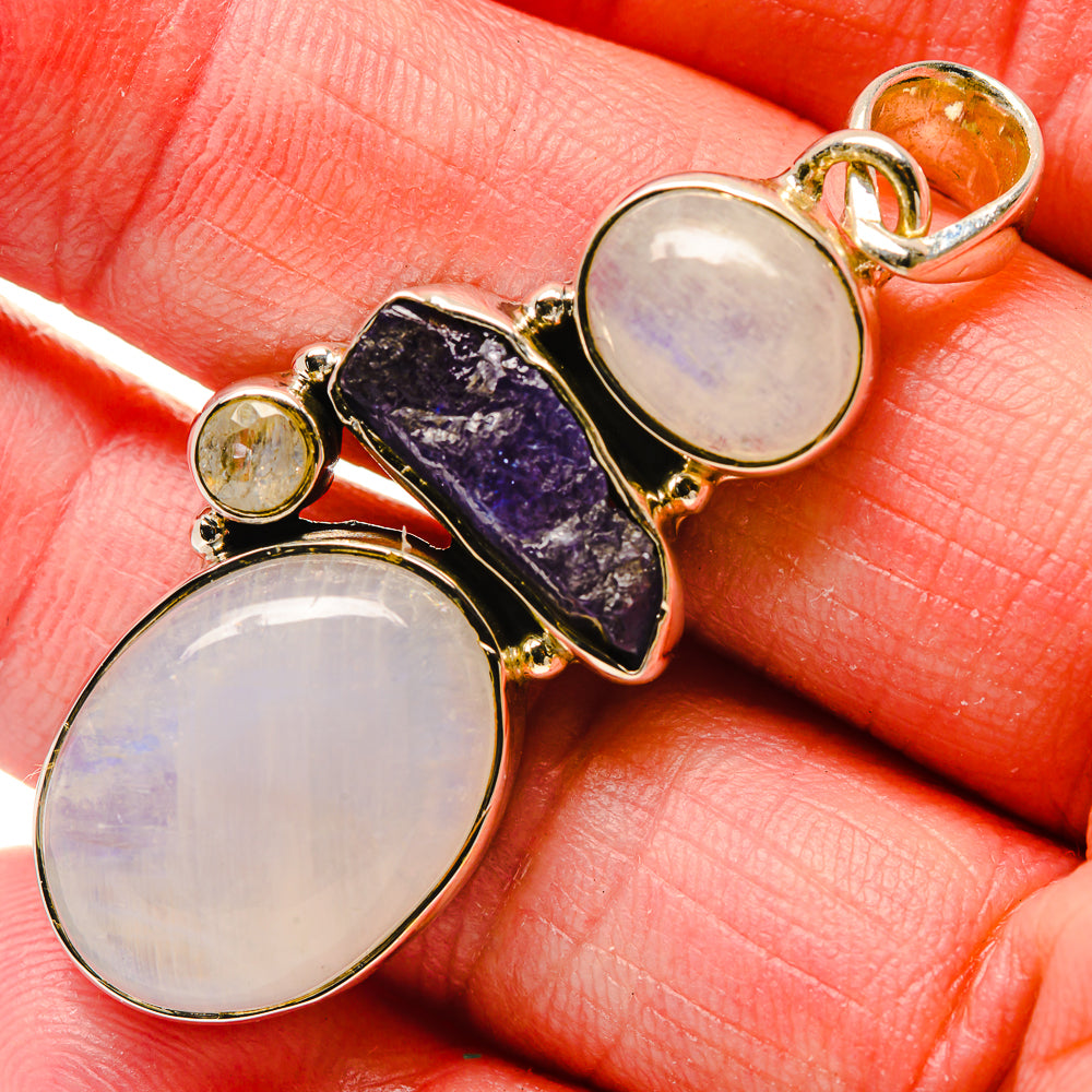 Rainbow Moonstone Pendants handcrafted by Anasilvercos - PD18184