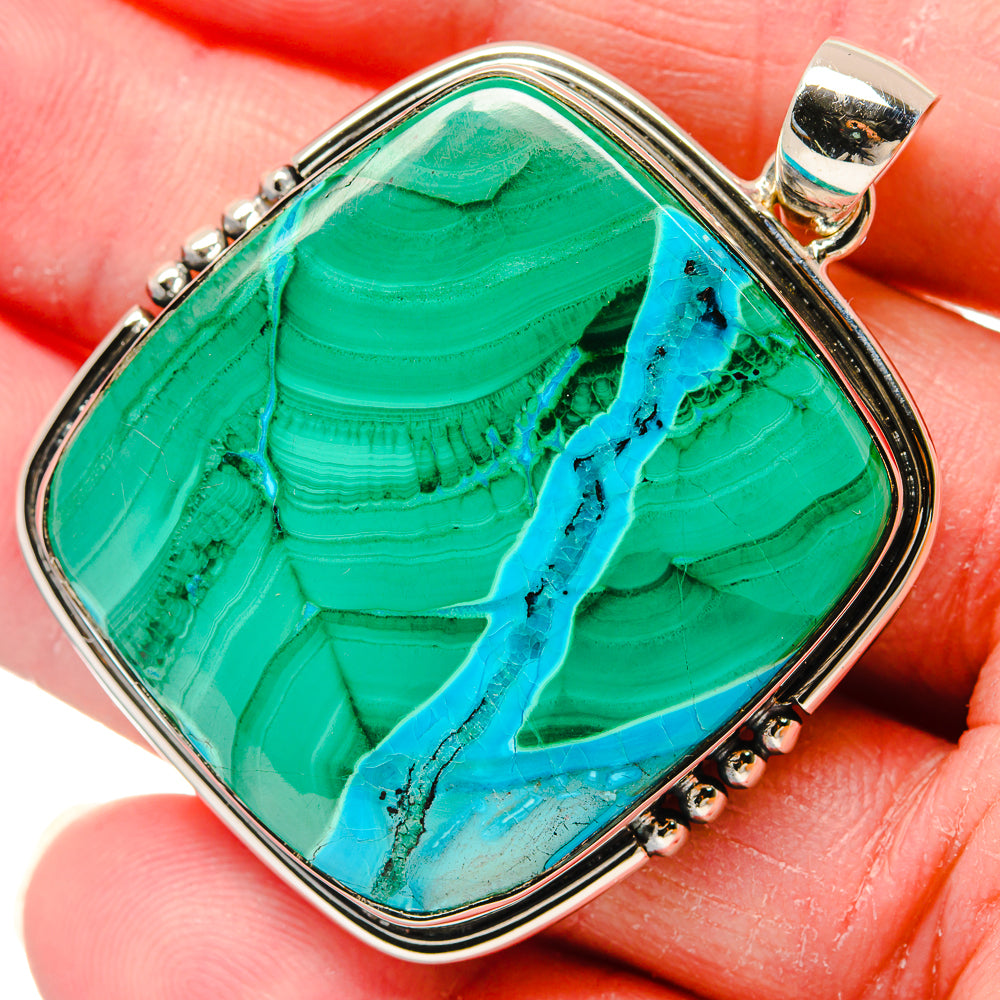 Malachite In Chrysocolla Pendants handcrafted by Anasilvercos - PD18233