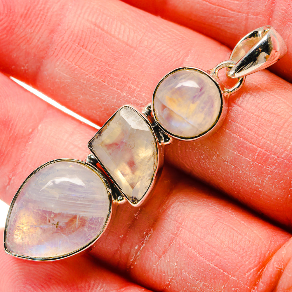 Rainbow Moonstone Pendants handcrafted by Anasilvercos - PD18254