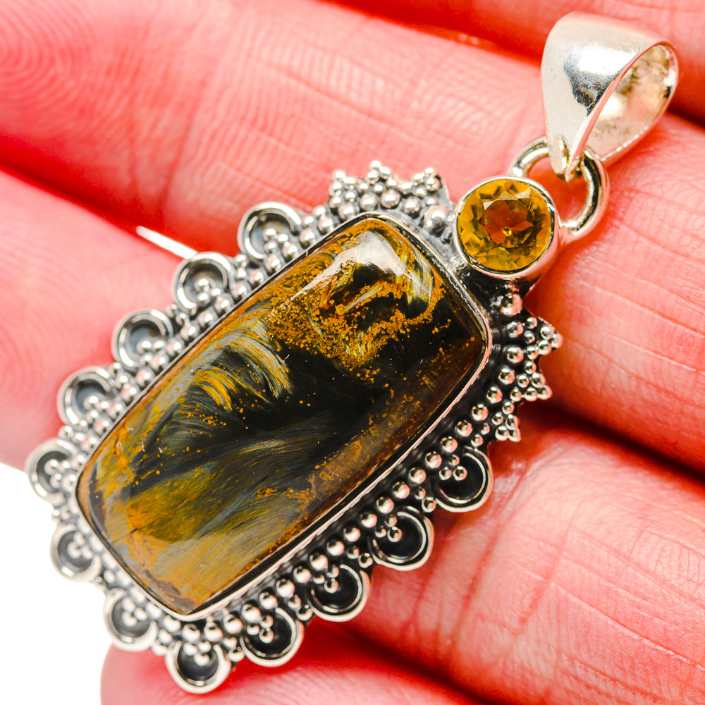 Pietersite, Citrine Pendants handcrafted by Anasilvercos - PD18269