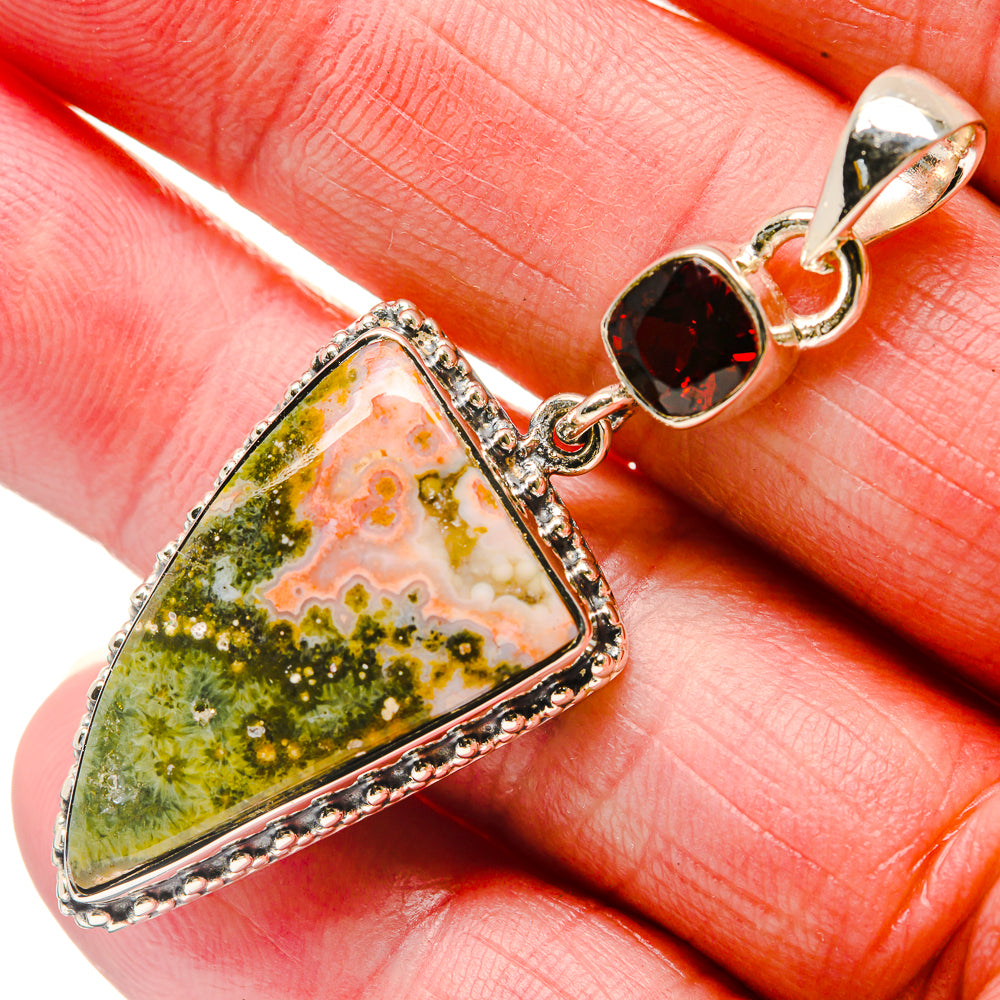 Ocean Jasper, Garnet Pendants handcrafted by Anasilvercos - PD18286