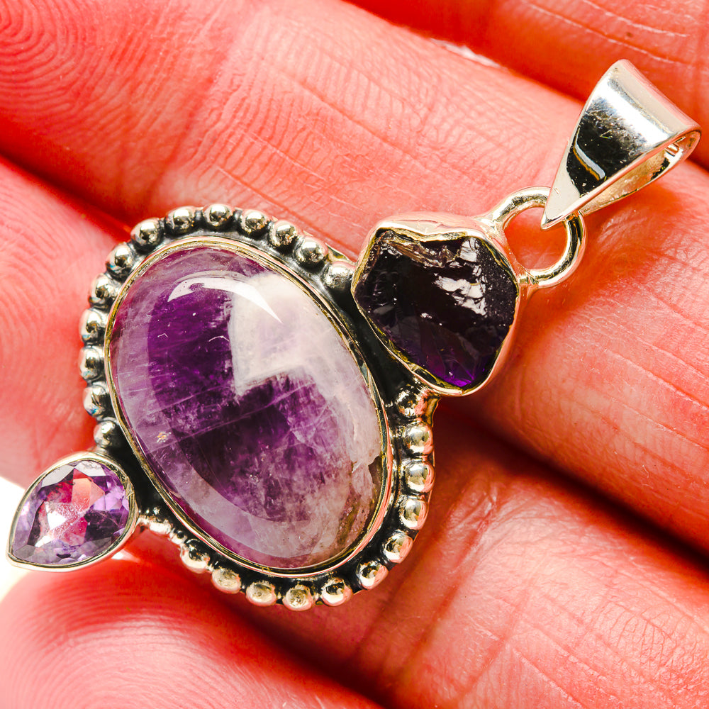 Chevron Amethyst Pendants handcrafted by Anasilvercos - PD18290