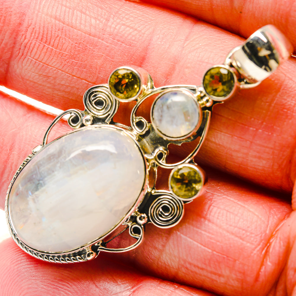 Rainbow Moonstone, Citrine Pendants handcrafted by Anasilvercos - PD18299