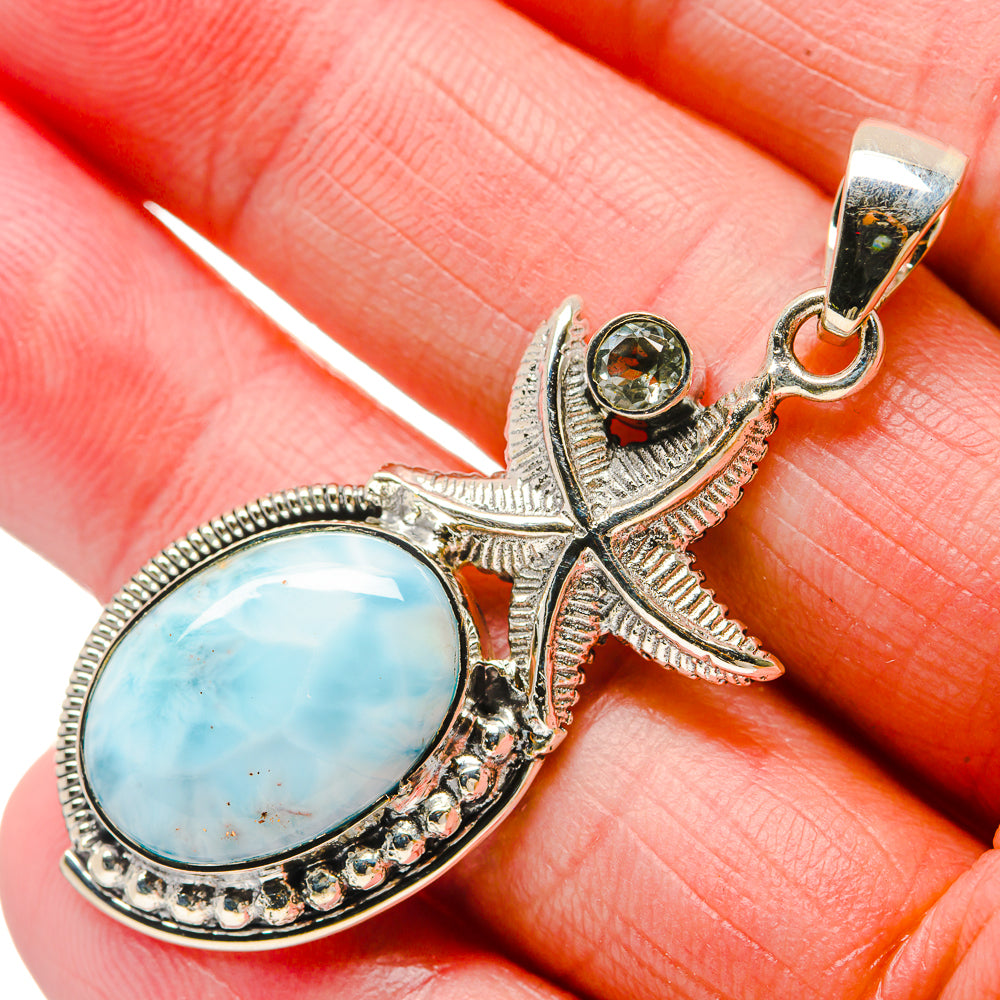 Larimar, Blue Topaz Pendants handcrafted by Anasilvercos - PD18309