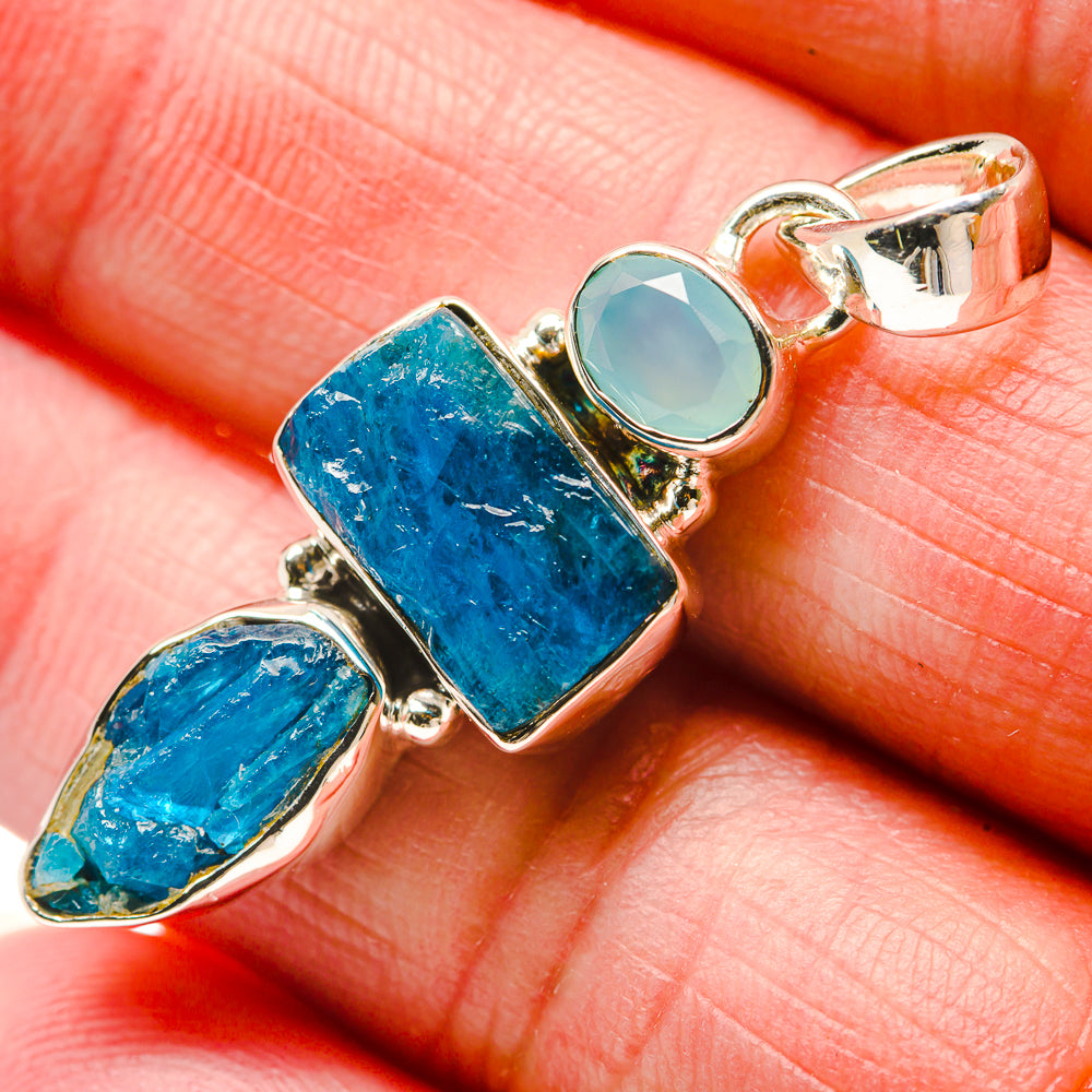 Apatite, Aqua Chalcedony Pendants handcrafted by Anasilvercos - PD18312