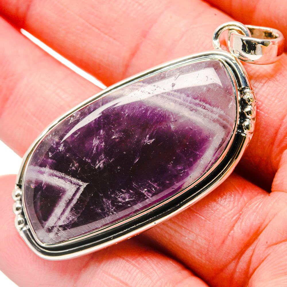 Chevron Amethyst Pendants handcrafted by Anasilvercos - PD18342