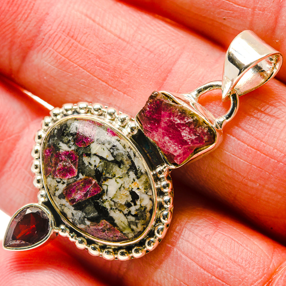 Russian Eudialyte, Garnet, Pink Tourmaline Pendants handcrafted by Anasilvercos - PD18350