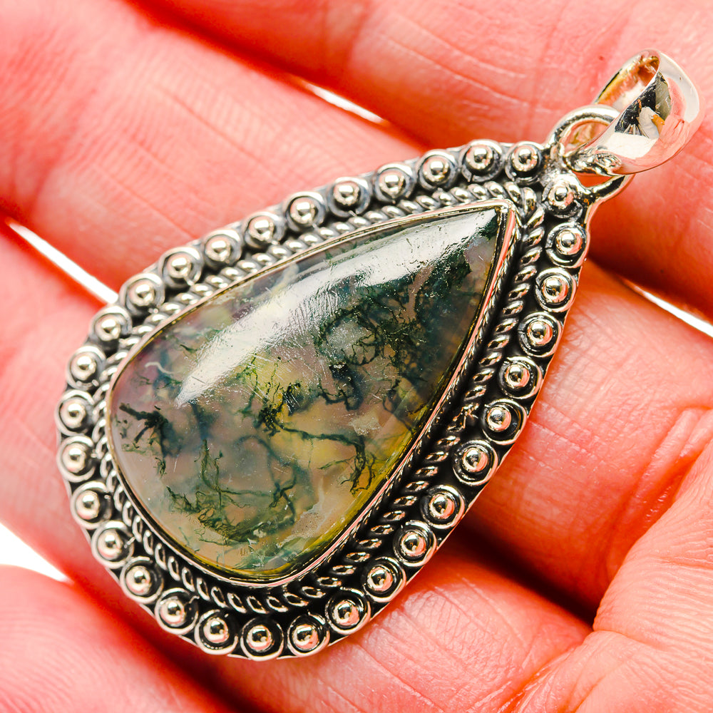 Green Moss Agate Pendants handcrafted by Anasilvercos - PD18355