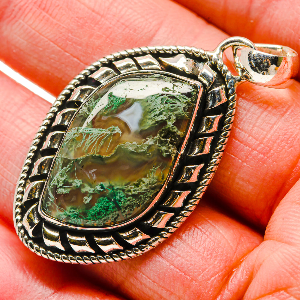 Green Moss Agate Pendants handcrafted by Anasilvercos - PD18358