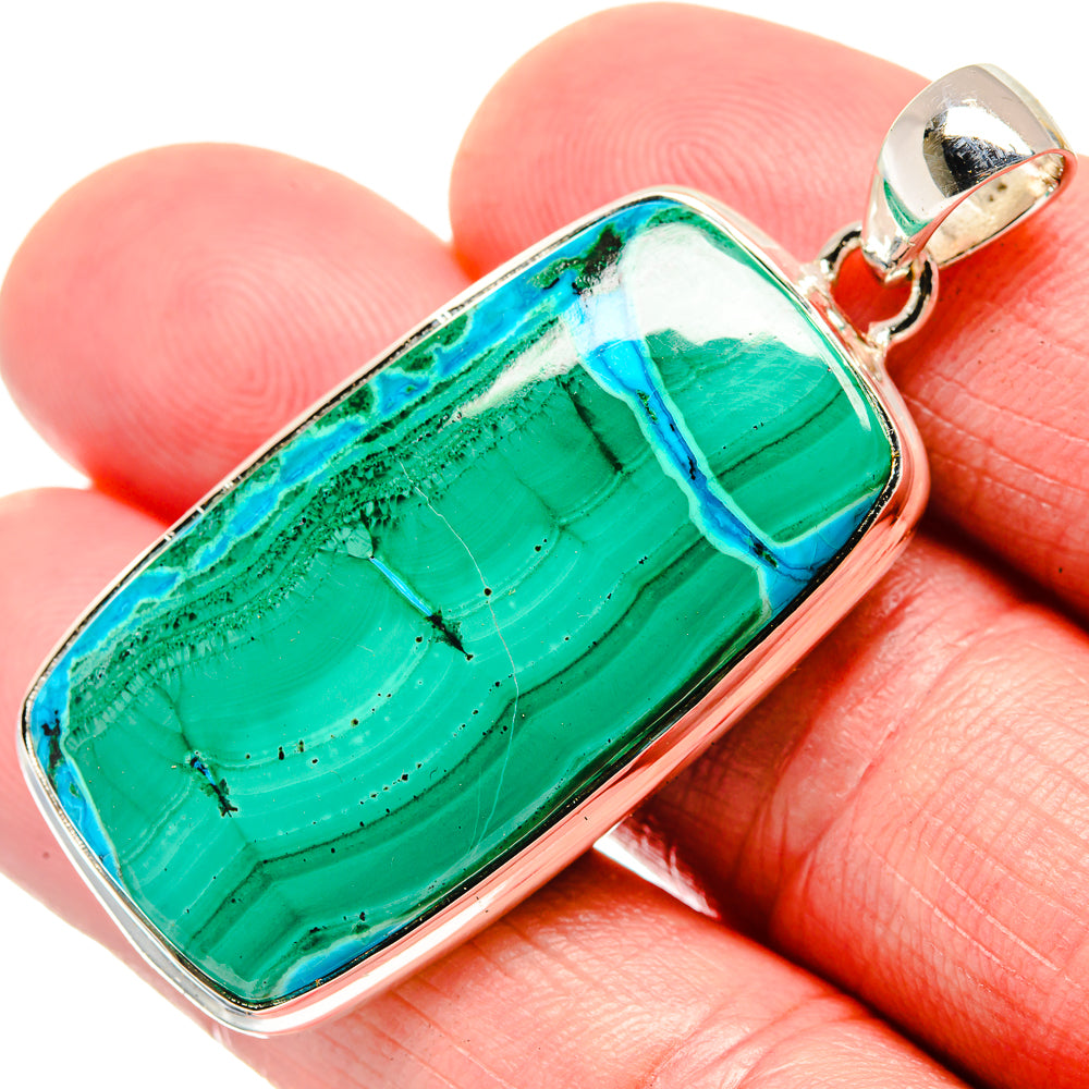 Malachite In Chrysocolla Pendants handcrafted by Anasilvercos - PD18405