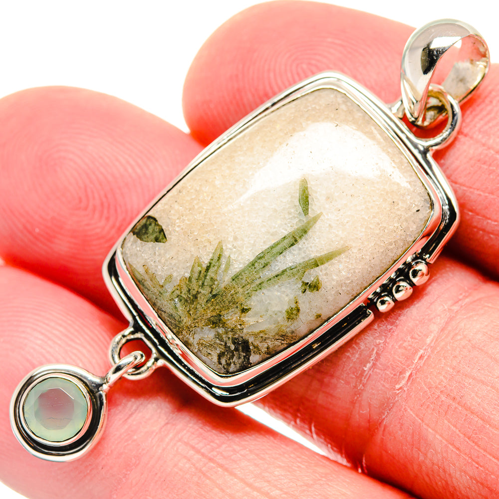 Green Tourmaline In Quartz Pendants handcrafted by Anasilvercos - PD18421
