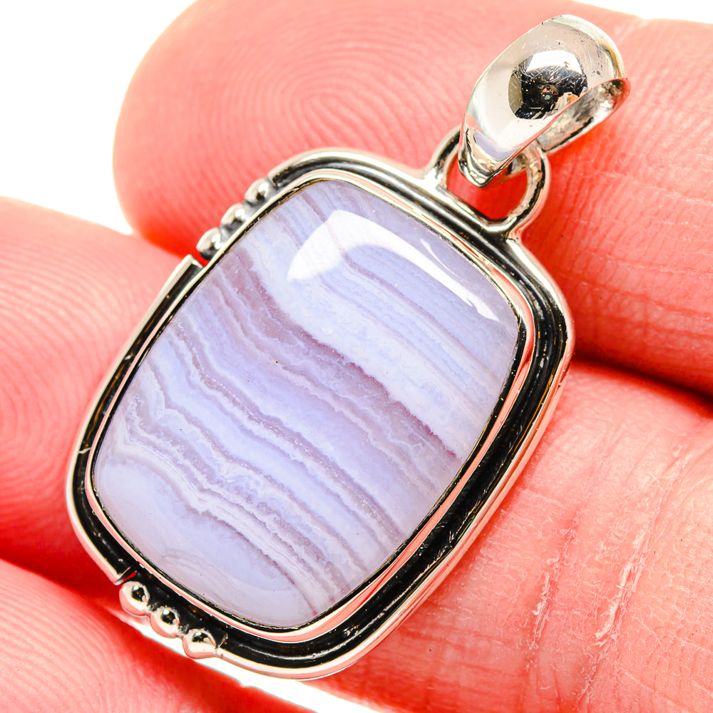 Blue Lace Agate Pendants handcrafted by Anasilvercos - PD18431
