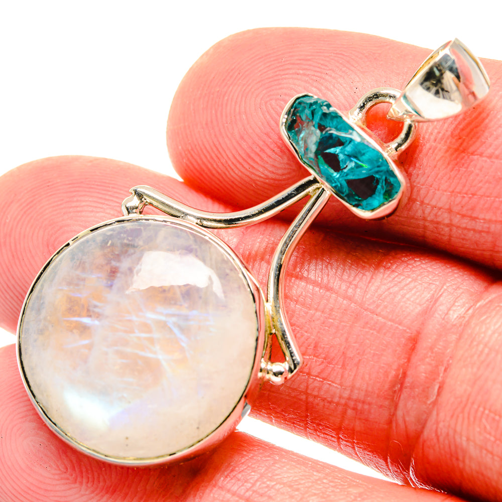 Rainbow Moonstone Pendants handcrafted by Anasilvercos - PD18448