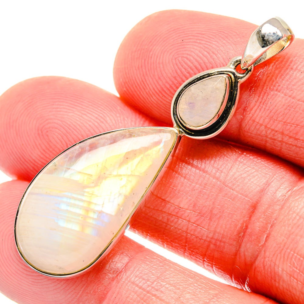Rainbow Moonstone Pendants handcrafted by Anasilvercos - PD18449