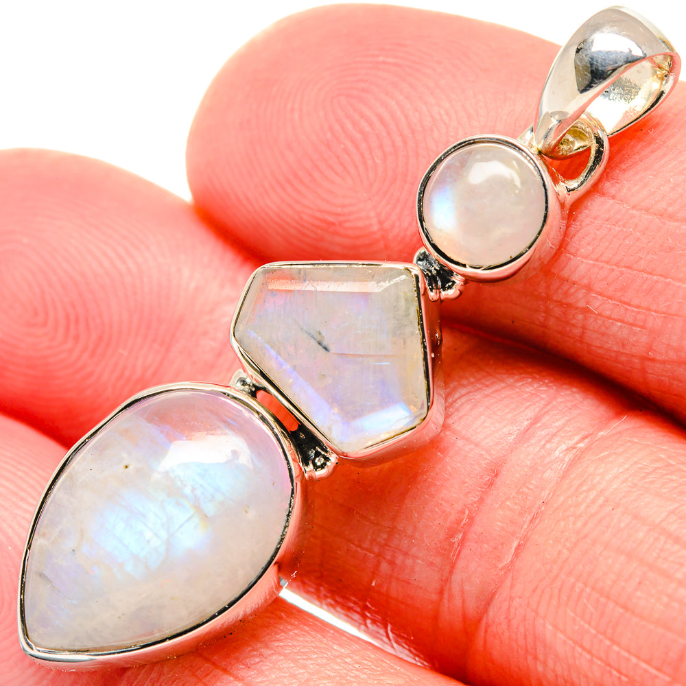 Rainbow Moonstone Pendants handcrafted by Anasilvercos - PD18467