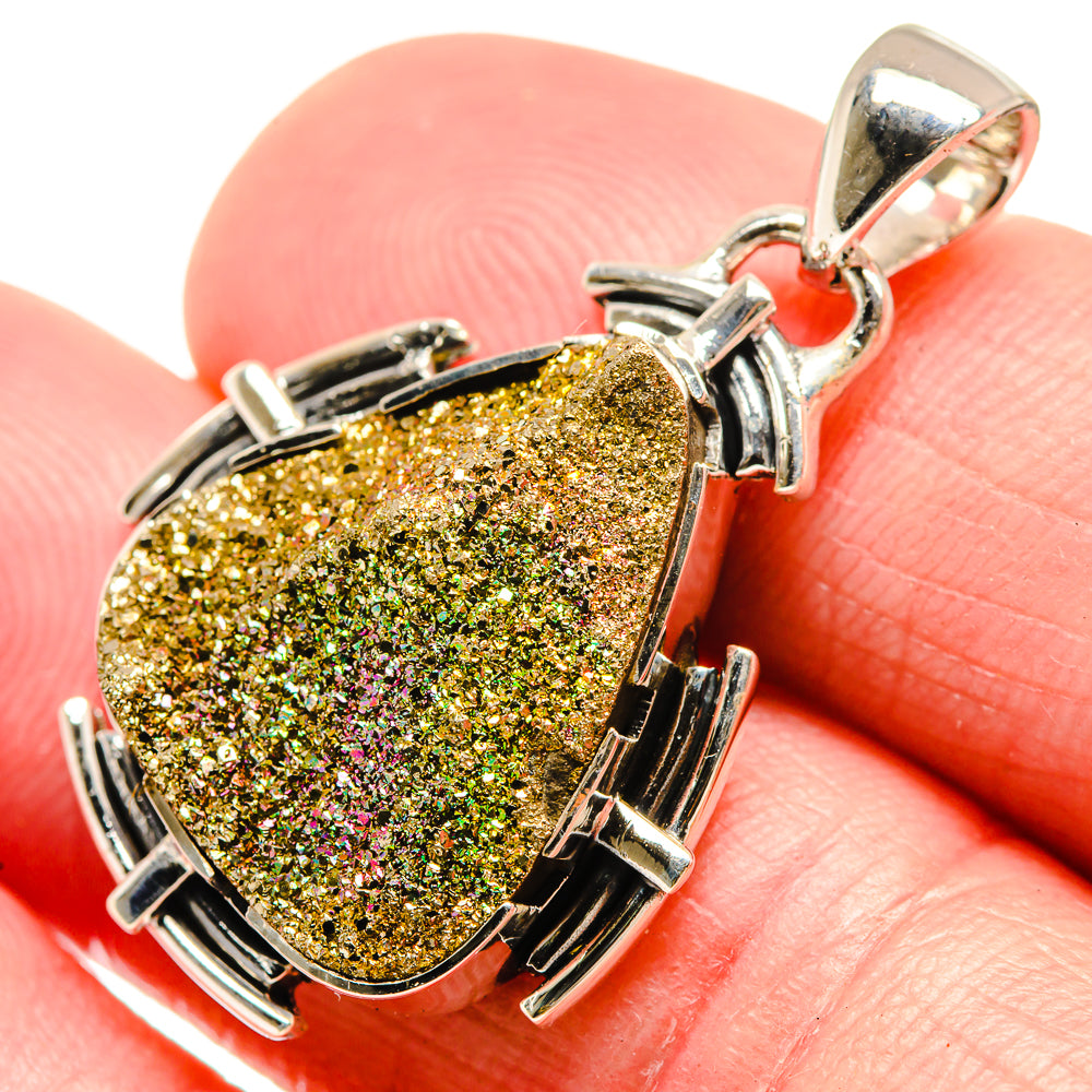 Spectro Pyrite Druzy Pendants handcrafted by Anasilvercos - PD18473