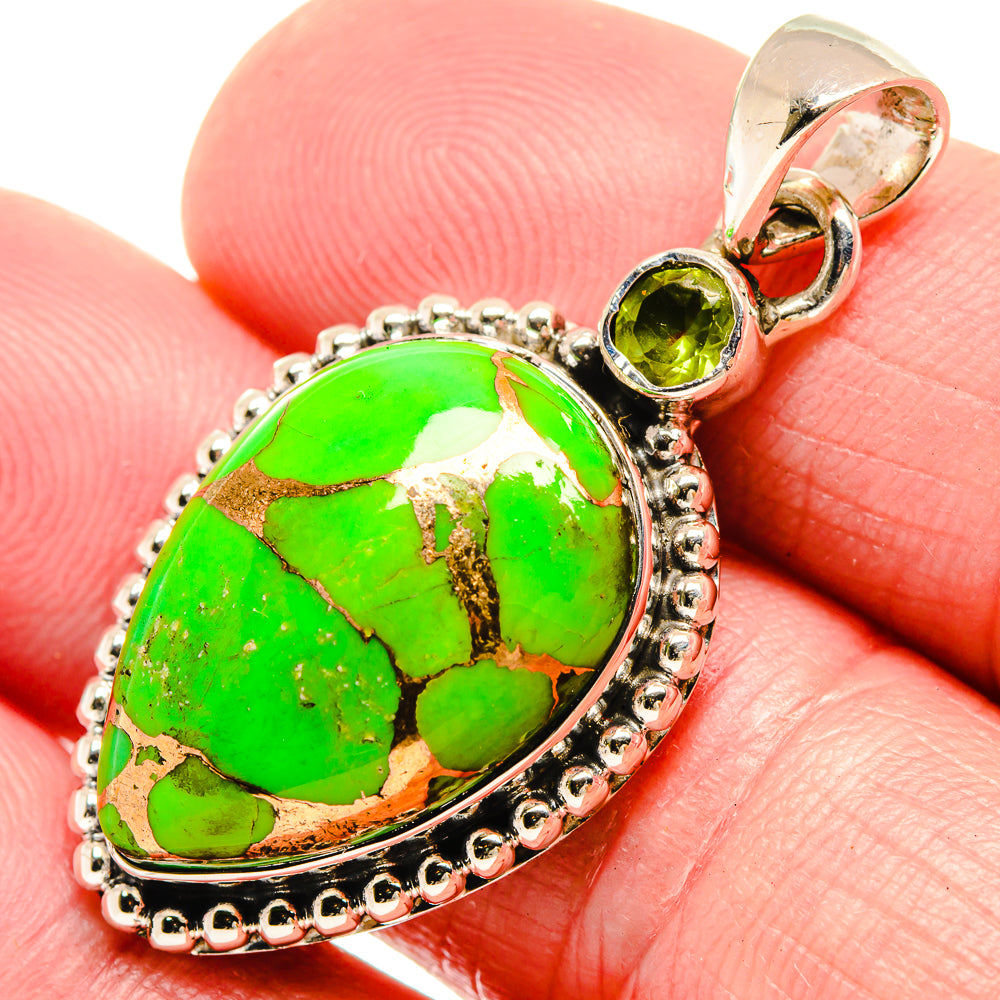 Green Copper Composite Turquoise Pendants handcrafted by Anasilvercos - PD18475