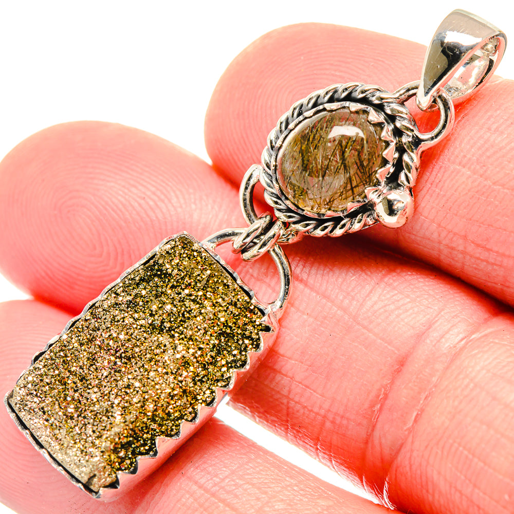 Spectro Pyrite Druzy Pendants handcrafted by Anasilvercos - PD18504