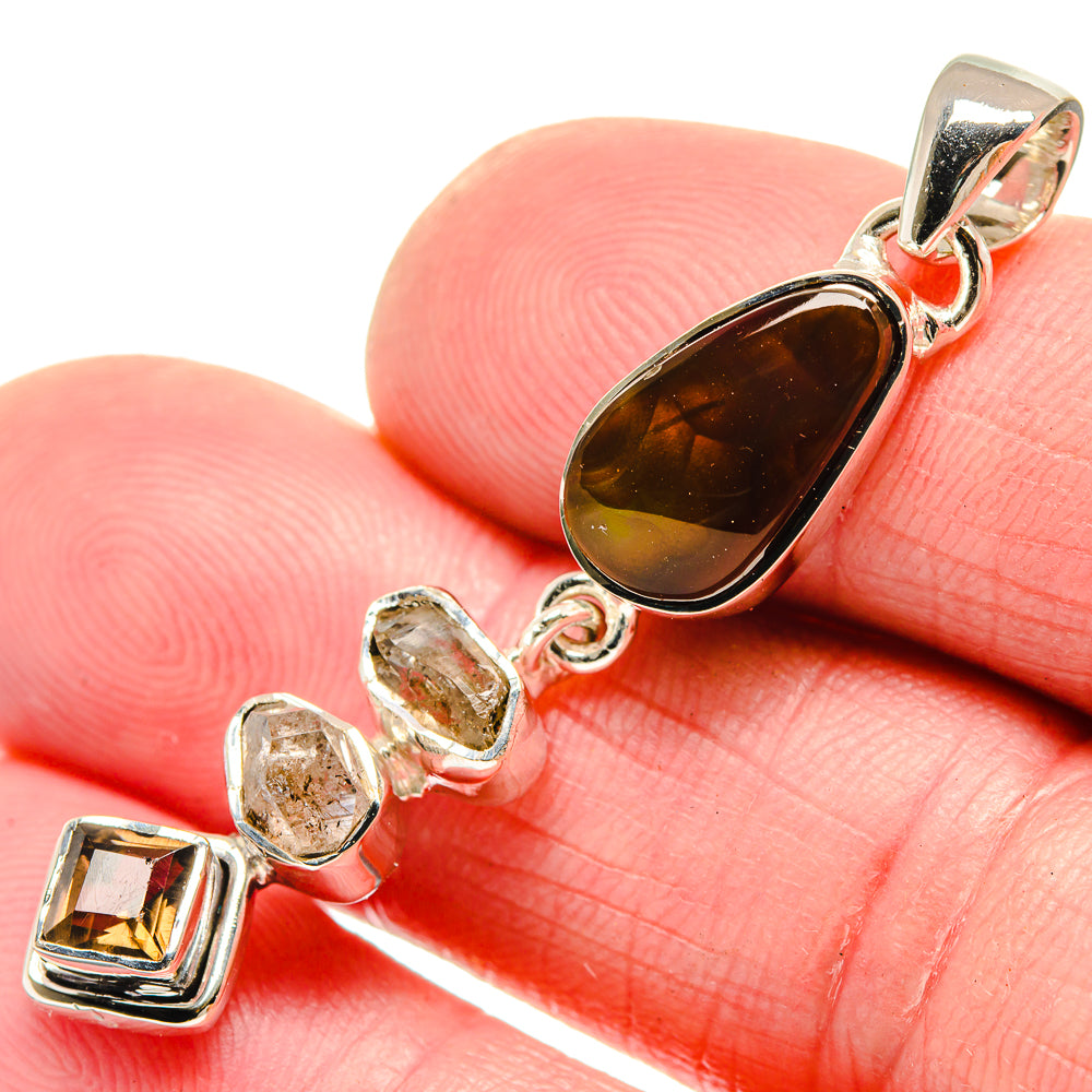 Mexican Fire Opal Pendants handcrafted by Anasilvercos - PD18508