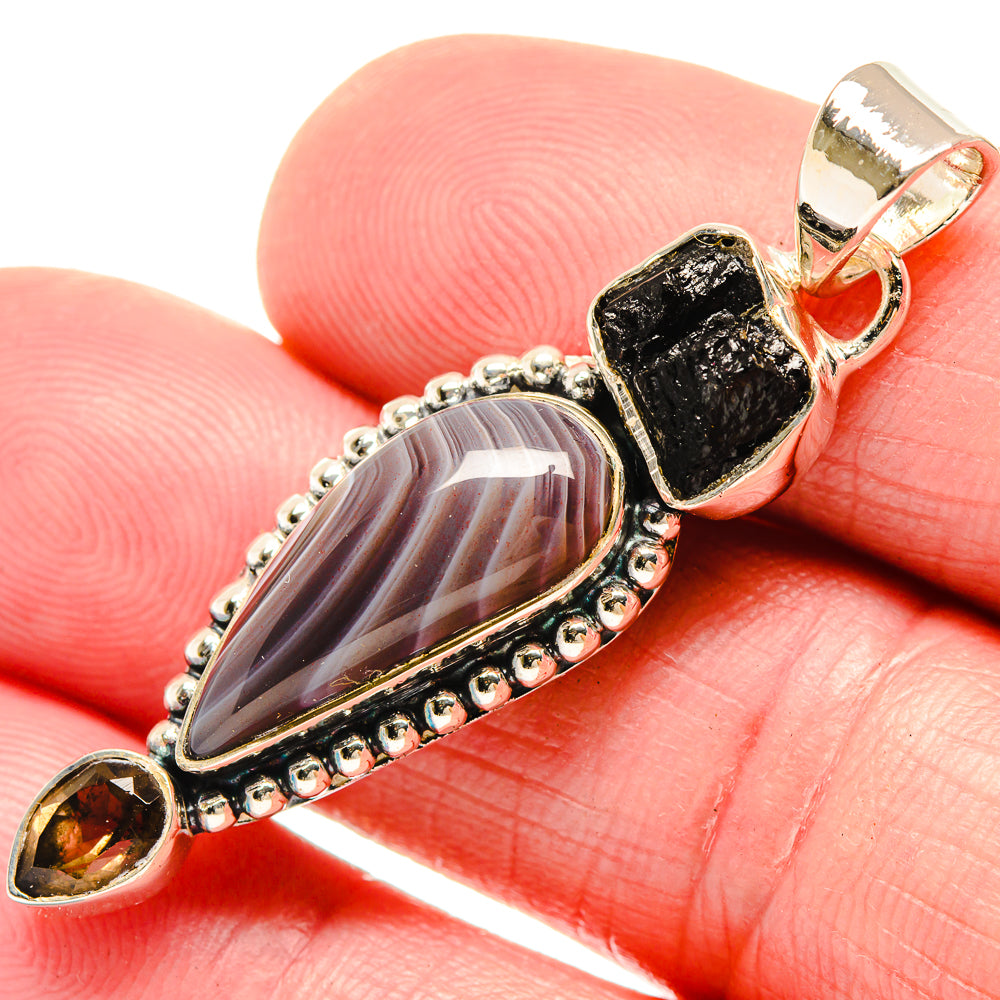 Botswana Agate Pendants handcrafted by Anasilvercos - PD18511