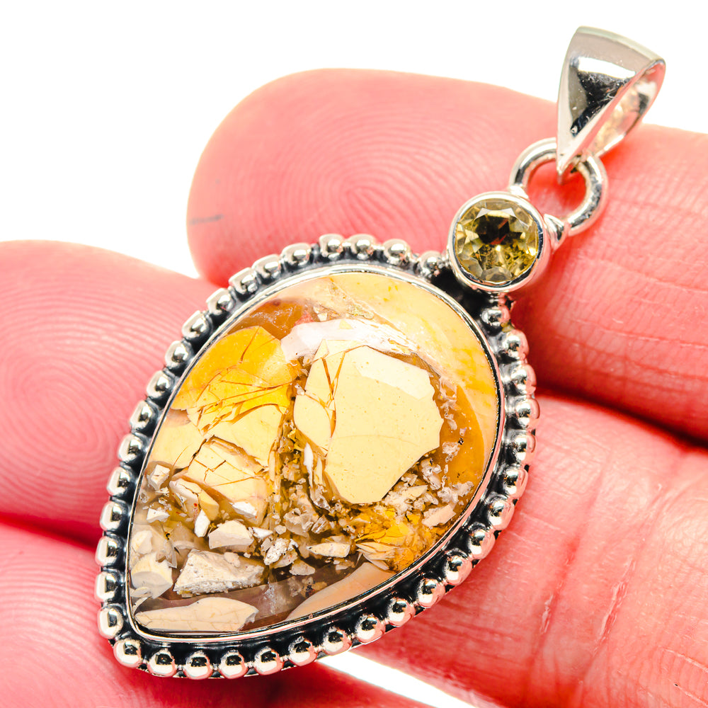 Brecciated Mookaite, Citrine Pendants handcrafted by Anasilvercos - PD18605