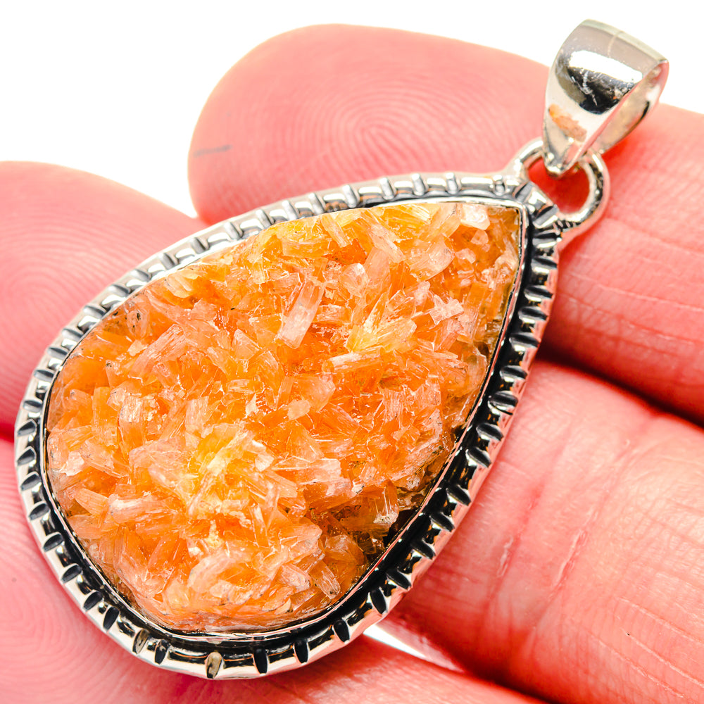 Orange Calcite Crystal Pendants handcrafted by Anasilvercos - PD18612