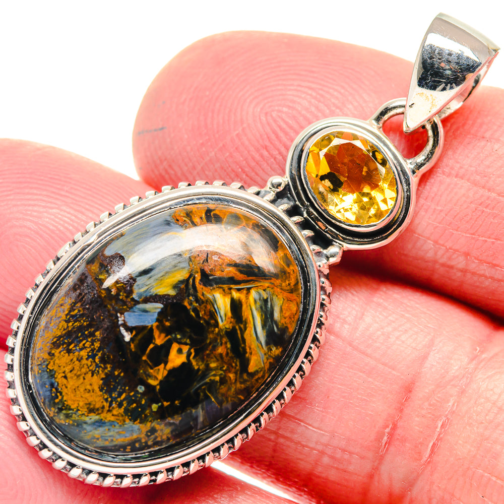 Pietersite, Citrine Pendants handcrafted by Anasilvercos - PD18620