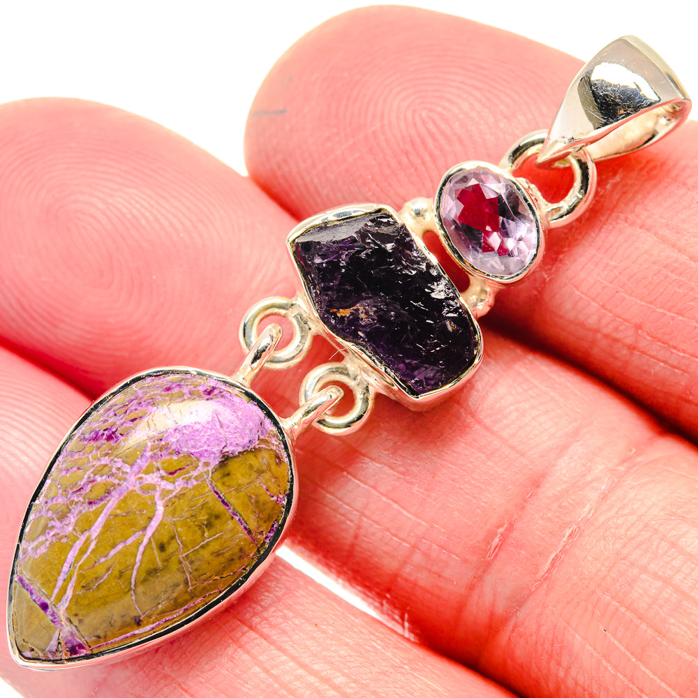 Stichtite, Amethyst Pendants handcrafted by Anasilvercos - PD18637