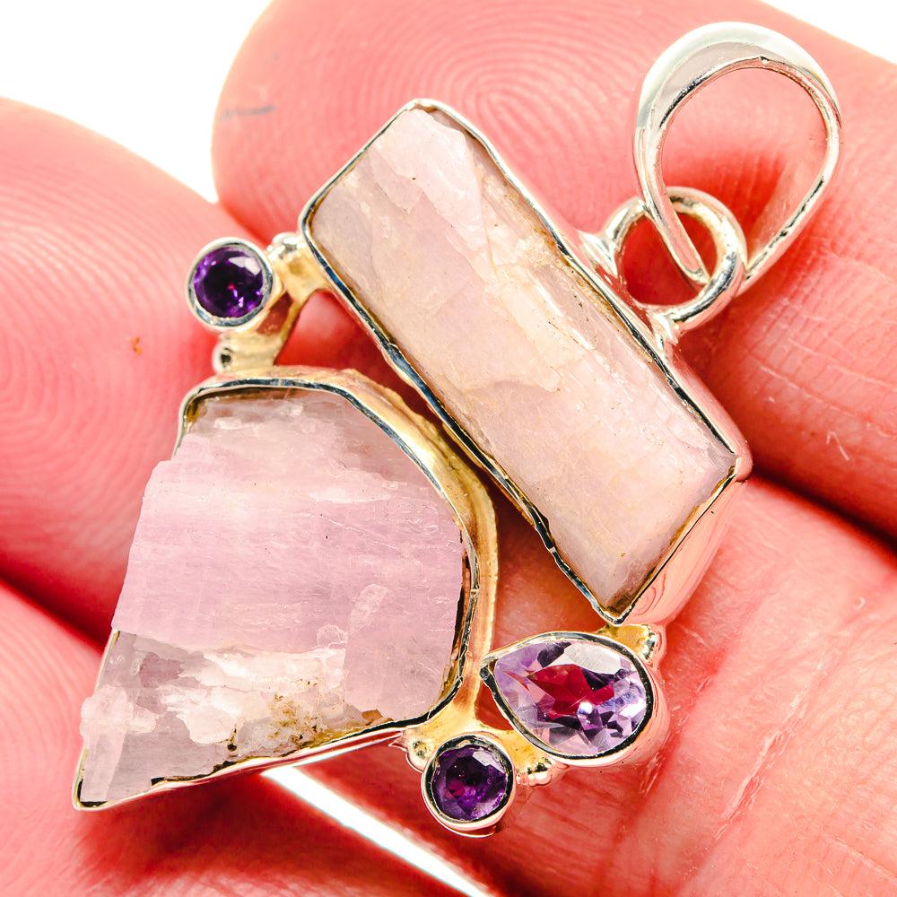 Rose Quartz, Amethyst Pendants handcrafted by Anasilvercos - PD18642