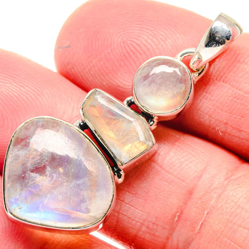 Rainbow Moonstone Pendants handcrafted by Anasilvercos - PD18643