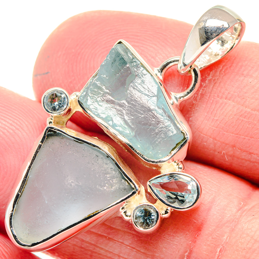 Aquamarine, Blue Topaz Pendants handcrafted by Anasilvercos - PD18646