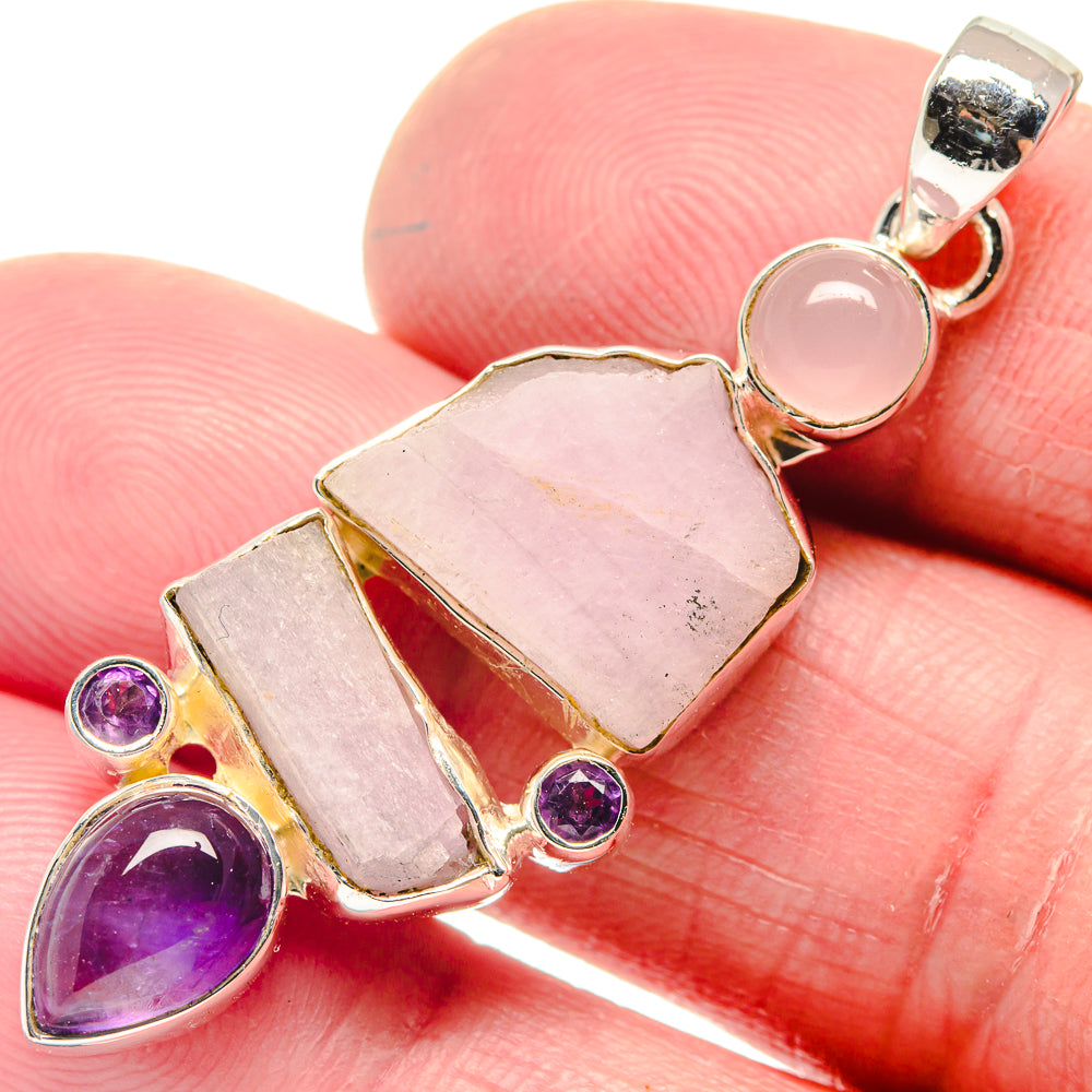 Rose Quartz, Amethyst Pendants handcrafted by Anasilvercos - PD18653