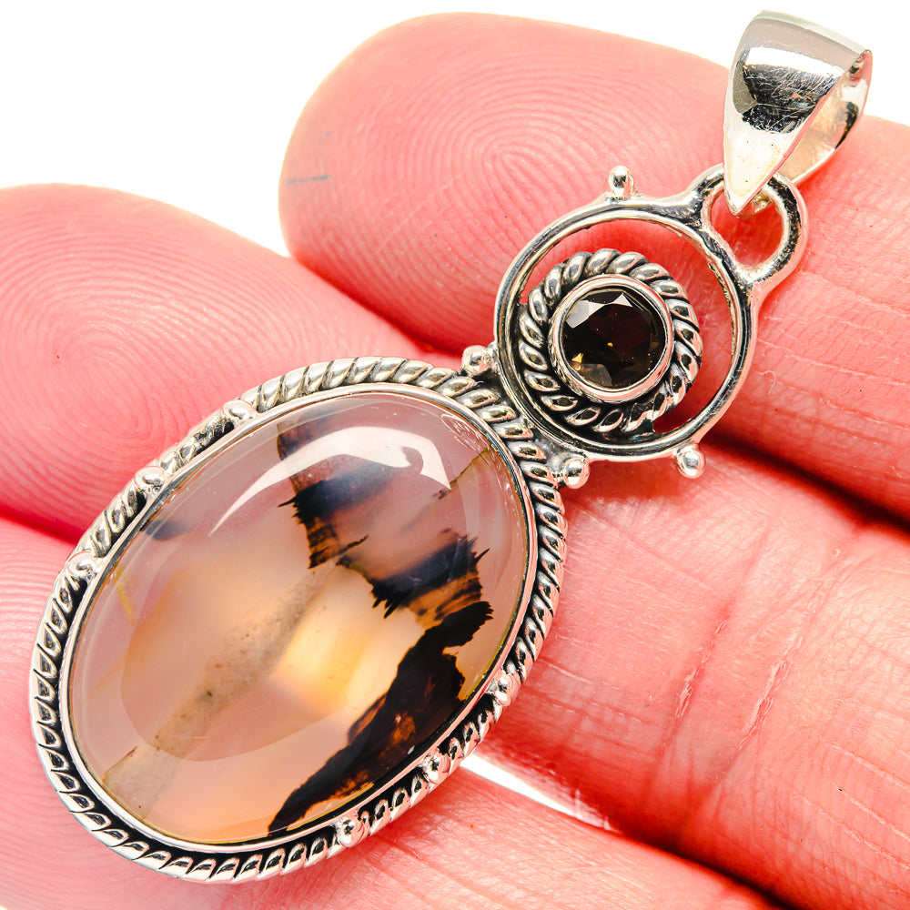 Montana Agate, Smoky Quartz Pendants handcrafted by Anasilvercos - PD18654