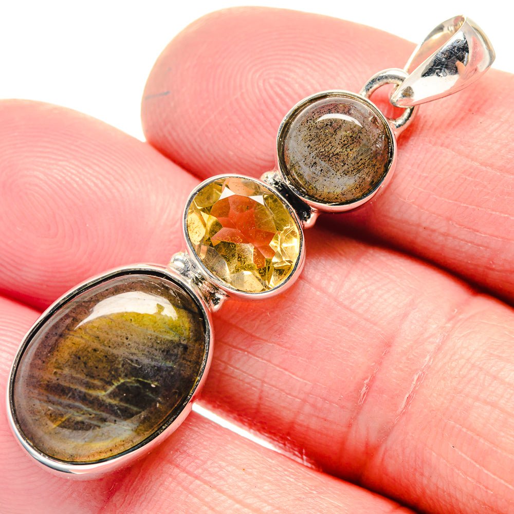 Labradorite, Citrine Pendants handcrafted by Anasilvercos - PD18660