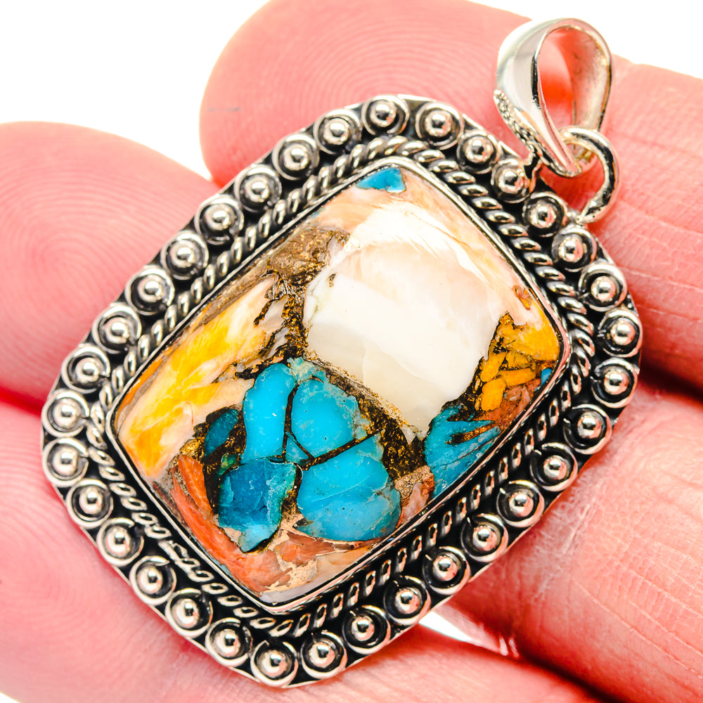 Kingman Pink Dahlia Turquoise Pendants handcrafted by Anasilvercos - PD18664