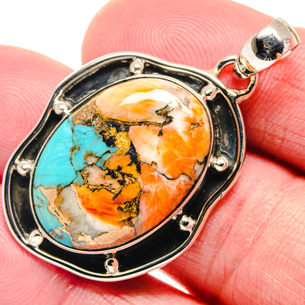 Kingman Pink Dahlia Turquoise Pendants handcrafted by Anasilvercos - PD18684
