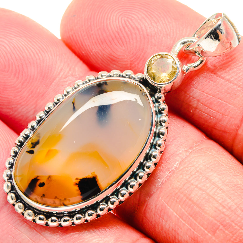 Montana Agate, Citrine Pendants handcrafted by Anasilvercos - PD18693