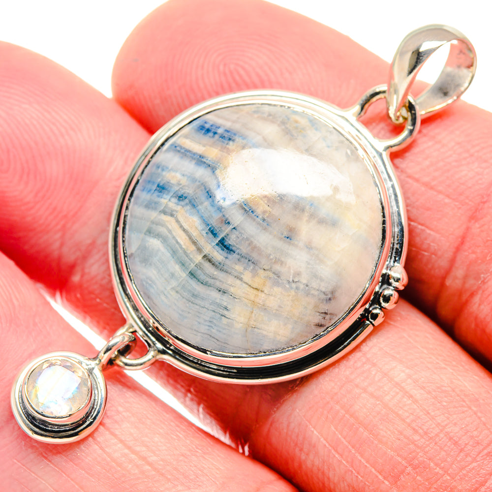 Blue Scheelite, Rainbow Moonstone Pendants handcrafted by Anasilvercos - PD18701